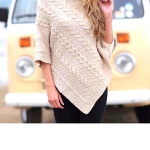 Aran Crafts Boho Poncho Merino Wool
